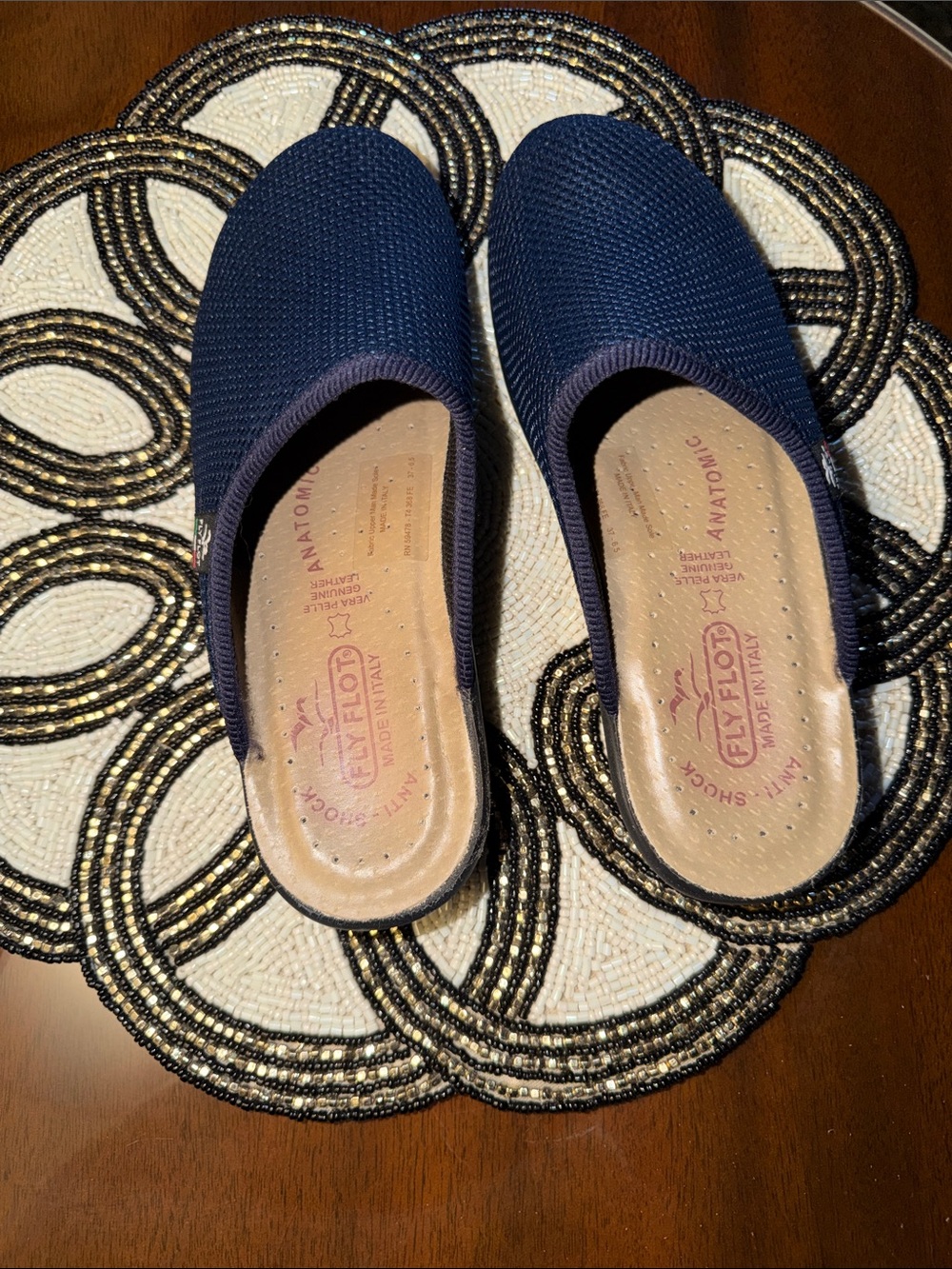 Fly Flot Navy Slip-On Women's Clogs  with Cushioned Insole with anti-shock soles